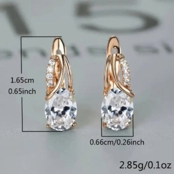 18k Gold Plated Water Drop Black Diamond Earrings - Picture 4 of 5